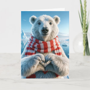 Polar Bear With Paws Forming a Heart Card