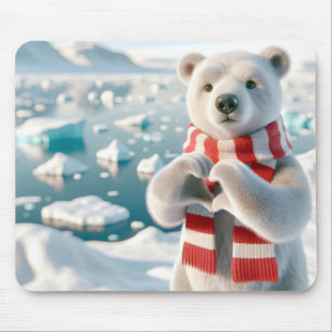 Polar Bear With Paws Forming a Heart Mouse Mat