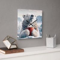 Polar Bear With Red Coffee Mug