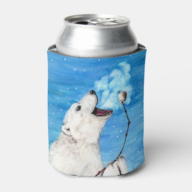 Polar Bear with Toasted Marshmallow Can Cooler (Can Front)