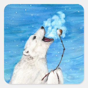 Polar Bear with Toasted Marshmallow Square Sticker
