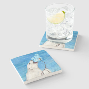Polar Bear with Toasted Marshmallow Stone Coaster