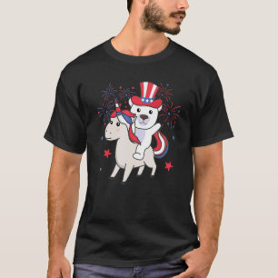 Polar Bear With Unicorn For The Fourth Of July Fir T-Shirt