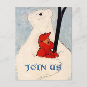POLAR BEAR WOMAN'S SKIING BIRTHDAY PARTY INVITE