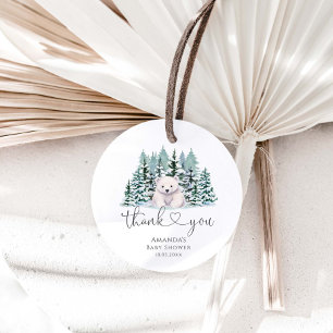 Polar Bear Woodland Winter Baby Shower Favour Tags
