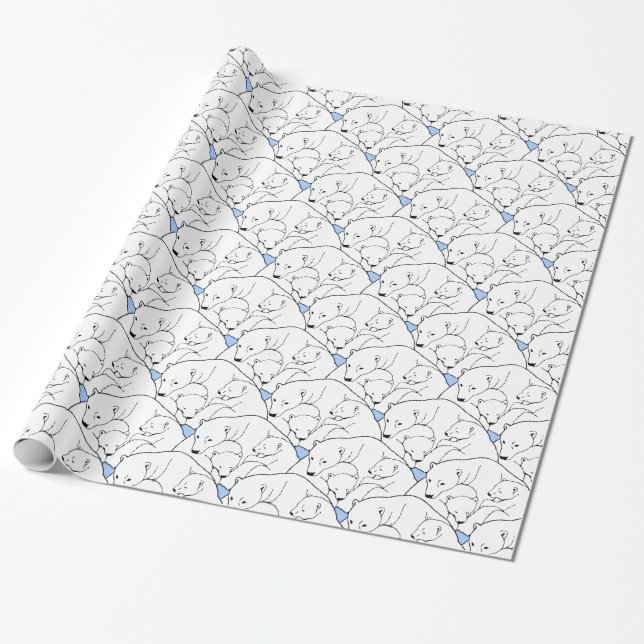 Polar Bear Wrapping Paper Bear Cubs Wrapping Paper (Unrolled)