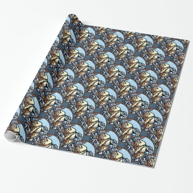 Polar Bear Wrapping Paper Tribal Art Gift Paper (Unrolled)
