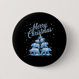 Polar Bear Xmas Tree Bears Christmas Tree Merry Ch 6 Cm Round Badge