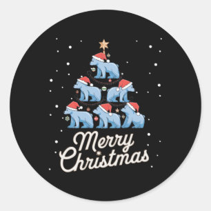 Polar Bear Xmas Tree Bears Christmas Tree Merry Ch Classic Round Sticker