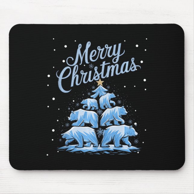 Polar Bear Xmas Tree Bears Christmas Tree Merry Ch Mouse Mat (Front)