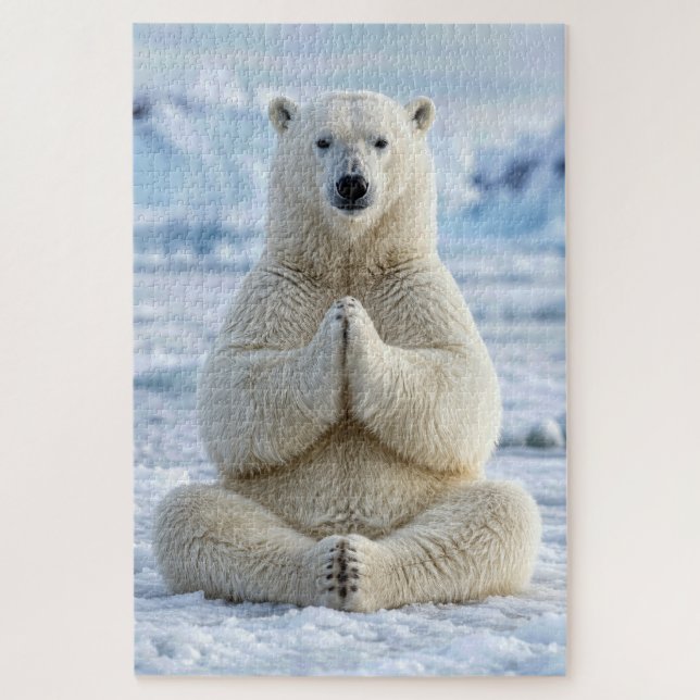 Polar Bear Yoga Pose Jigsaw Puzzle (Vertical)