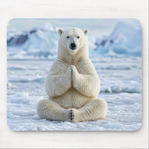 Polar Bear Yoga Pose Mouse Mat