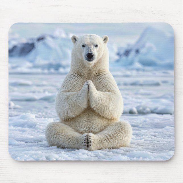 Polar Bear Yoga Pose Mouse Mat (Front)