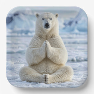 Polar Bear Yoga Pose Paper Plate