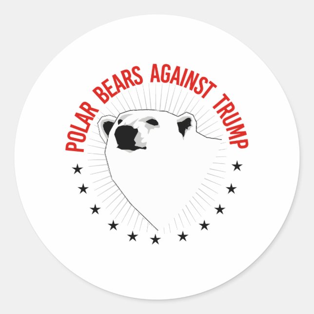 Polar Bears Against Trump Classic Round Sticker (Front)