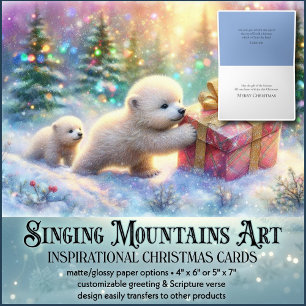 Polar Bears and Christmas Gift Christian Scripture Holiday Card