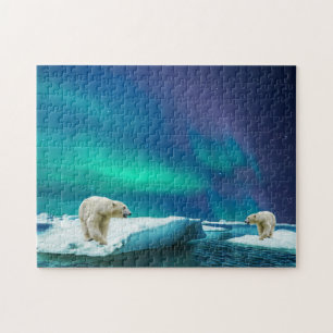 Polar Bears and the Aurora Borealis Jigsaw Puzzle