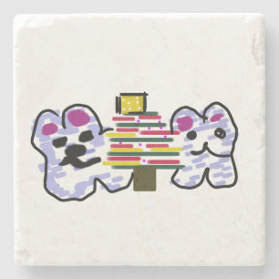 Polar bears Christmas Stone Coaster