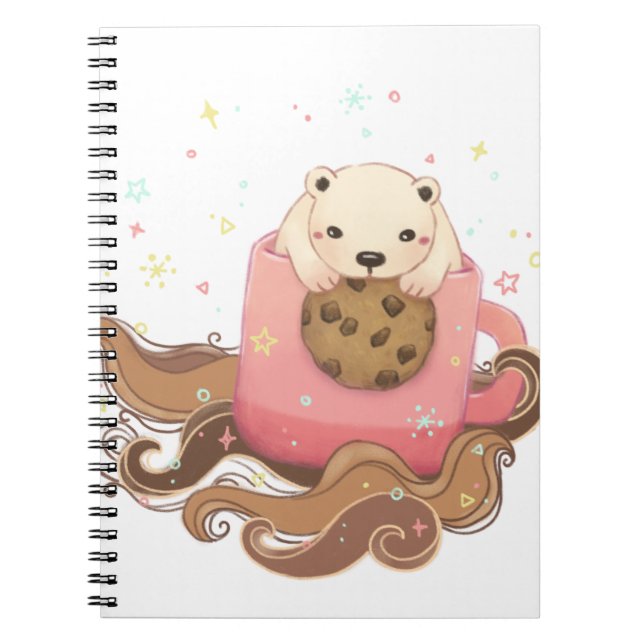 Polar Bear's Cookie & Coffee Break Illustration Notebook (Front)