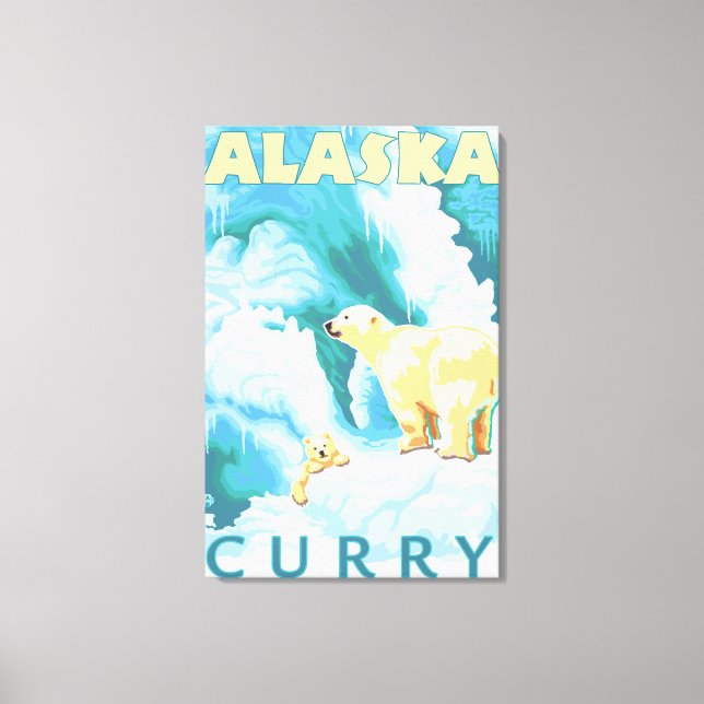 Polar Bears & Cub - Curry, Alaska Canvas Print (Front)