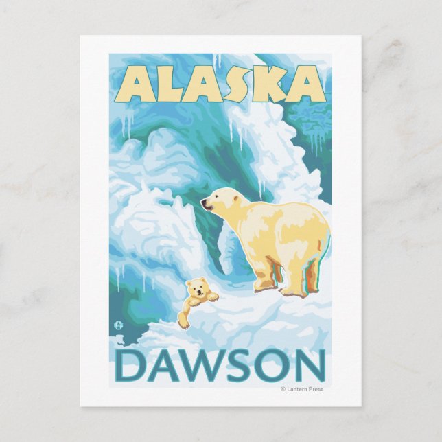Polar Bears & Cub - Dawson, Alaska Postcard (Front)