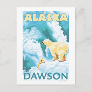 Polar Bears & Cub - Dawson, Alaska Postcard