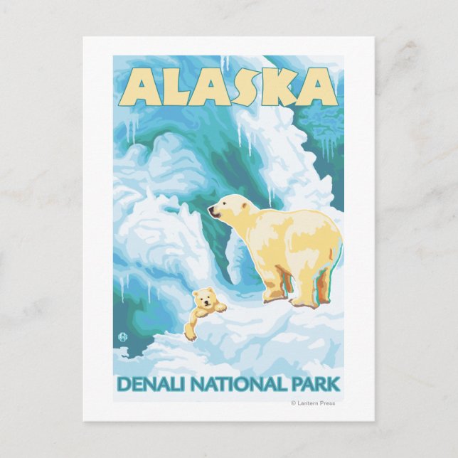 Polar Bears & Cub - Denali National Park, Alaska Postcard (Front)