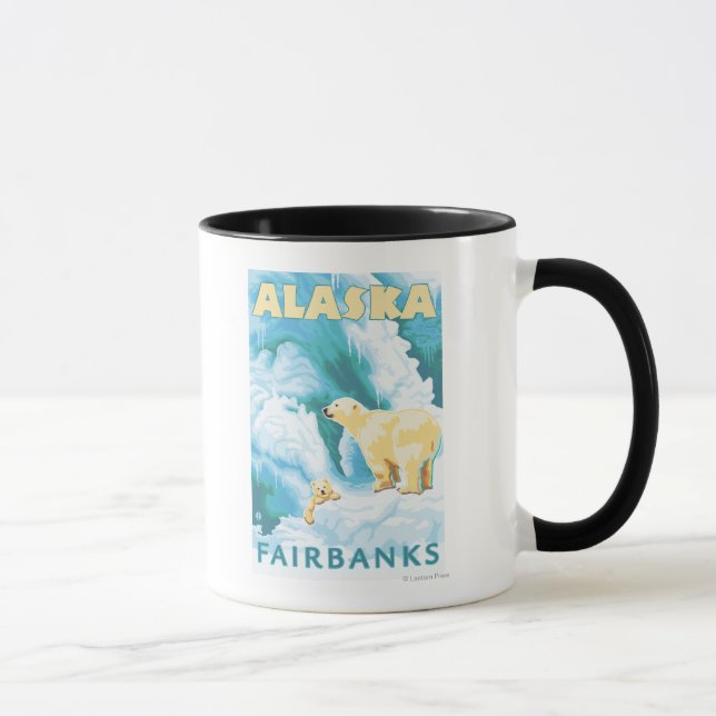 Polar Bears & Cub - Fairbanks, Alaska Mug (Right)