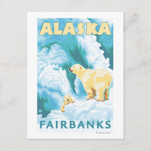 Polar Bears & Cub - Fairbanks, Alaska Postcard