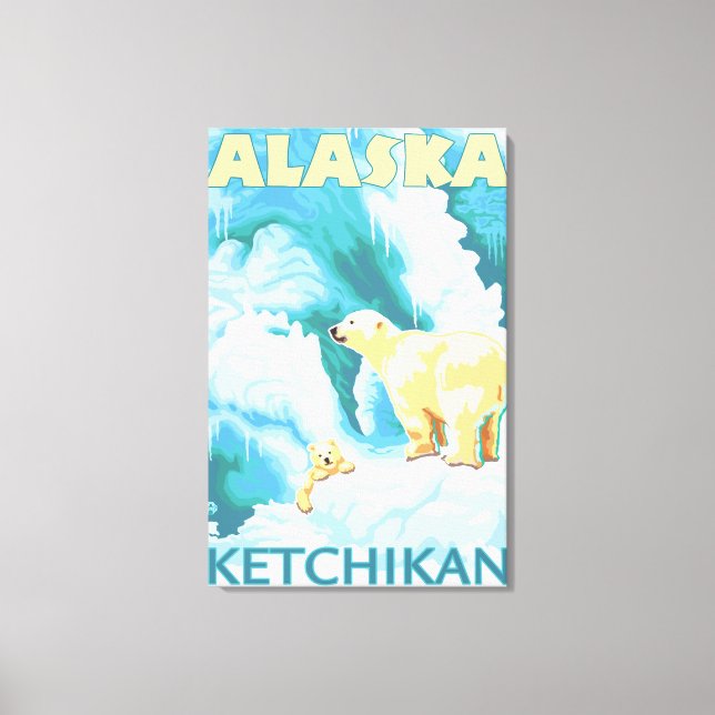 Polar Bears & Cub - Ketchikan, Alaska Canvas Print (Front)