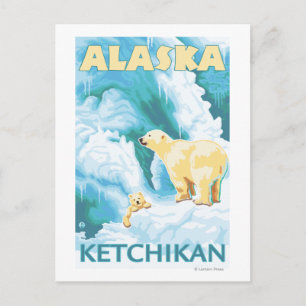 Polar Bears & Cub - Ketchikan, Alaska Postcard