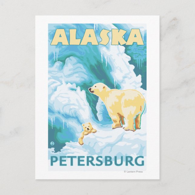 Polar Bears & Cub - Petersburg, Alaska Postcard (Front)