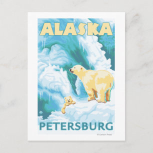 Polar Bears & Cub - Petersburg, Alaska Postcard