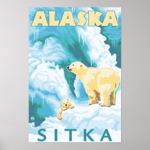 Polar Bears & Cub - Sitka, Alaska Poster