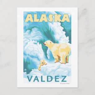 Polar Bears & Cub - Valdez, Alaska Postcard