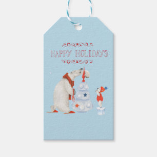 Polar Bears Decorating Tree Gift Tags