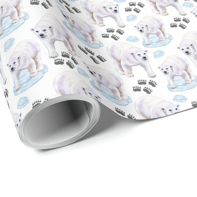 Polar Bears Gift Wrapping Paper (Roll Corner)