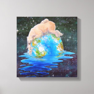 Polar Bears Global Warming Canvas Print
