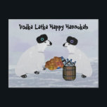 Polar Bears Hannukah Postcards<br><div class="desc">Graphic illustration of Polar Bears in the Arctic celebrating Hannukah.</div>