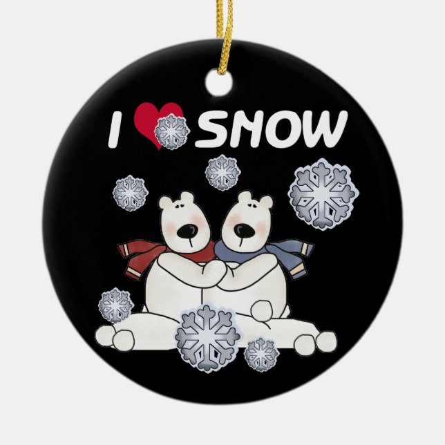 Polar Bears I Love Snow Keepsake Ornament (Front)