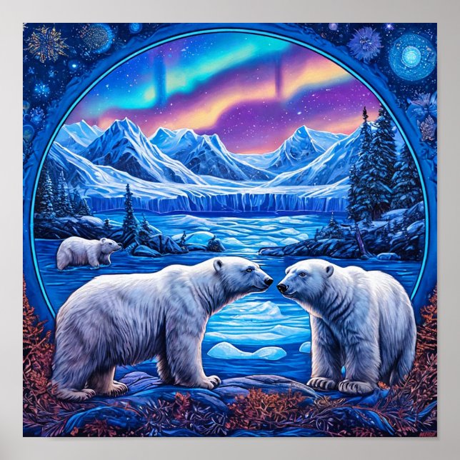 Polar Bears Ice Show Performance Scene 🐻‍❄️❄️⛸️ Poster (Front)