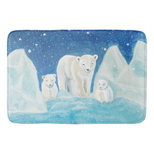 Polar Bears Illustration  Bath Mat