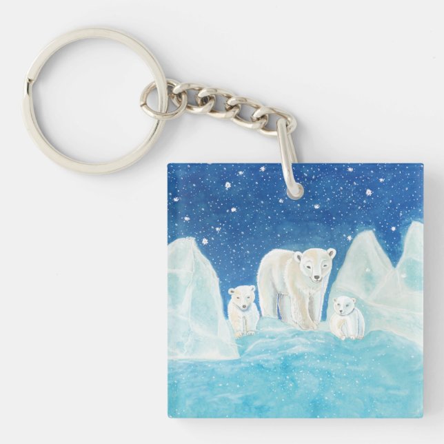 Polar Bears Illustration   Key Ring (Front)