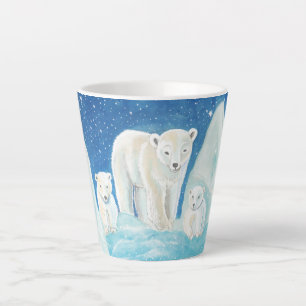 Polar Bears Illustration Latte Mug
