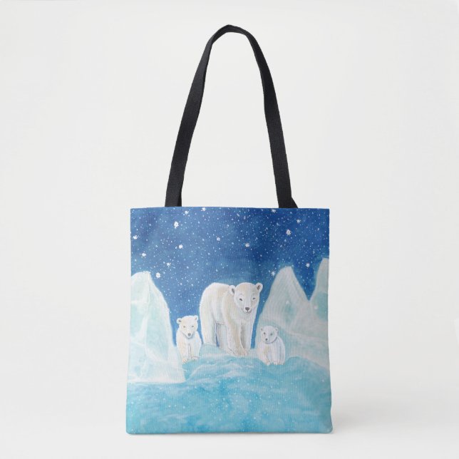 Polar Bears Illustration   Tote Bag (Front)