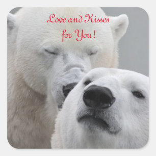 Polar Bears Love Square Sticker