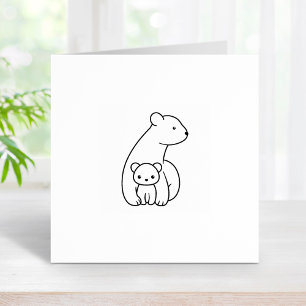 Polar Bears: Mother and Cub 1x1 Rubber Stamp