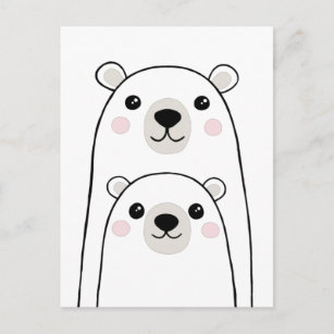Polar bears - mummy or daddy with cub postcard