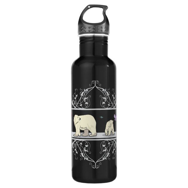 Polar bears- parents and child 710 ml water bottle (Front)