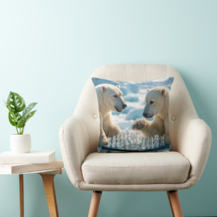 Polar Bears Playing Chess On a Glacier Cushion